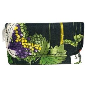 Nicole Miller Fruit /Champagne Design Flap & Snap Closure Key/Credit Card Holder